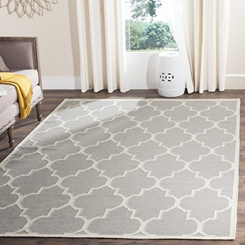SAFAVIEH Dhurries Collection Accent Rug - 4' x 6', Grey & Ivory, Handmade Flat Weave Wool, Ideal for High Traffic Areas in Entryway, Living Room, Bedroom (DHU632B)