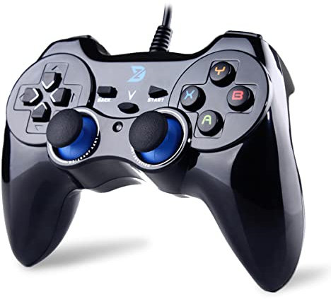 ZD-V+ Feedback de Vibration USB par Fil Manette de Jeu Gamepad Controller Joystick pour PC(Windows XP/7/8/8.1/10) & PS3 & Android (Cadre PS) - [Noir]