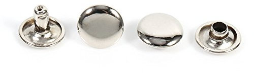 Walfront 100 Sets de Rivets Double Calotte en Métal pour DIY Bricolage Accessoires 10x8mm(Argent)