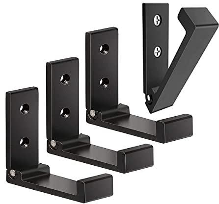 MARGUERASW Lot de 4 Crochets Muraux Pliables-Crochets pour Manteaux Invisibles, Crochet Mural en Aluminium, Crochet de Suspension Mural en Alliage D'Aluminium Patères Pliables à 90 °-Noir