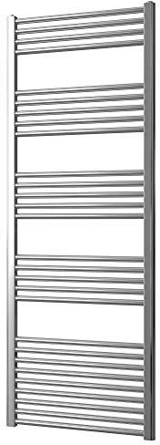 Greened House Chrome Heated Towel Rail 600mm W x 1600mm H | Flat, Central Heating, Towel Radiator, Straight, Bathroom