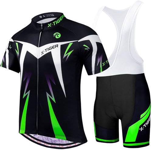 X-TIGER Ciclismo Uomo 5D Gel Salopette Pantaloncini Corti Imbottiti Set di Abbigliamento Ciclista