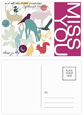 Postkarten-Set, Vogel-Hirsch, Blume, Natur, 20 Stück