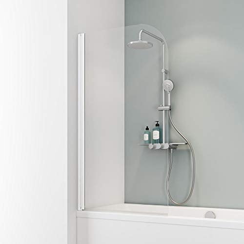 Ihr Wunschmaß millimetergenau bis 160 cm Höhe, Schulte D165099 04 50 Duschwand Komfort, 5 mm Sicherheitsglas klar hell, alpinweiß, Duschabtrennung für Badewanne, Sondermaß