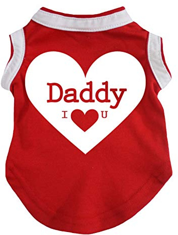Petitebelle Hundebekleidung für Welpen, Aufschrift Daddy I Love U, Rot, Größe M