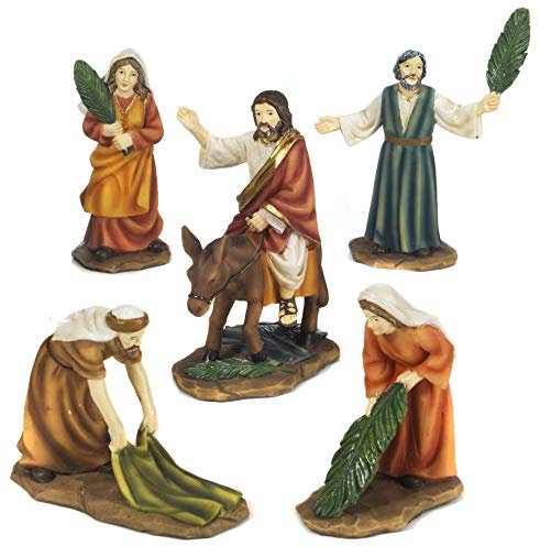 Paben Artikel Religiosi Krippe Osterei PP1 Set Jesus Eingang in Jerusalem 5 Personen aus Harz