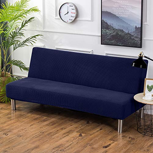 PETCUTE Housse Clic Clac Housse Canape Lit Extensible Anti-Taches Couvre Protection canapé sans Bras Bleu foncé