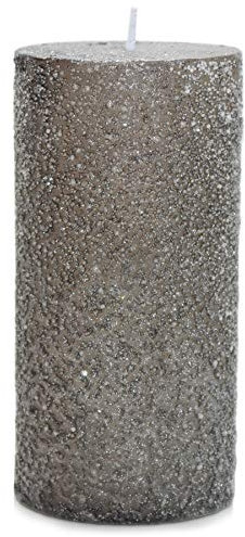 Chic Antique 2 x Stumpenkerze mit Glitzer in Mocca Braun - Rustikale Kerze - Rustic 12/6 cm - 37h