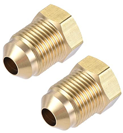 sourcing map 2 Stück Messing-Rohrverschraubung, 3/8 SAE Flare Außen 1/4 SAE Innengewinde, Rohr-Adapter-Verbinder, für Air Conditioner Kältetechnik