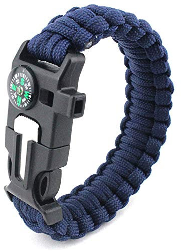 YzoTek Bracelet de Paracorde de Sport 5 en 1 - Bracelet de Survie Simple et Décontracté avec Plusieurs Outils D'urgence Boussole, Silex, Grattoir, Sifflet pour La Chasse et La Pêche en Milieu Sauvage