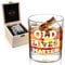 LIGHTEN LIFE Old Lives Matter Whiskey Glass 340ml,Rock Glass in Valued Wooden Box,Funny Birthday or Retirement Gift for Grandpa,Dad