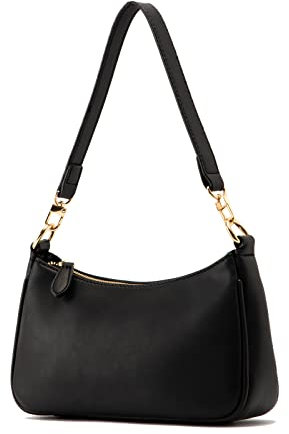 VODIU Sac à main avec 2 sangles amovibles et fermeture éclair pour femme, noir, Medium