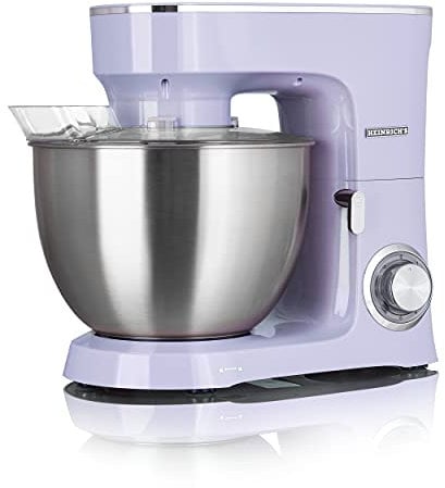 HEINRICHS Küchenmaschine Knetmaschine Teigmaschine Rührmaschine 1500W Küchengerät Rührbesen Knethaken Schneebesen 6 einstellbare Geschwindigkeiten XXL 8L Edelstahlschüssel geräuscharm (Lila)