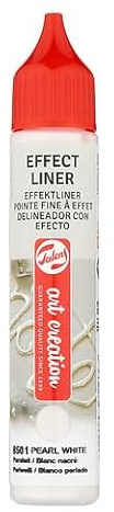 Talens Art Creation Effect Liner - 28 ml Pearl White 8501-3D Lines & Dots for Textiles - Pearlescent Finish - Indoor Use