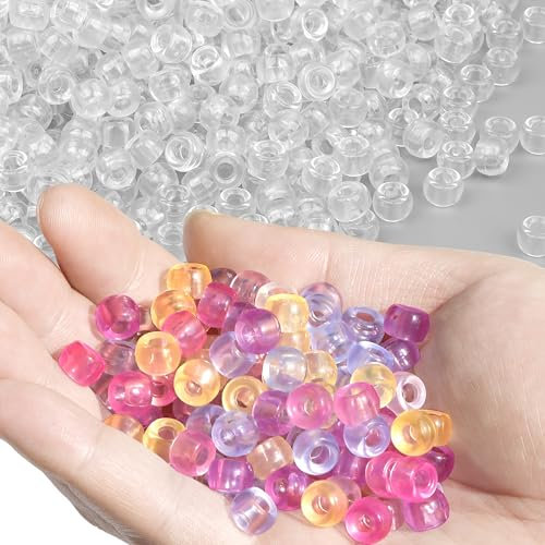 GMMA Lot de 1 000 perles transparentes UV en plastique changeant de couleur pour bracelets et colliers d'amitié, fabrication de bijoux, fournitures de décoration de fête
