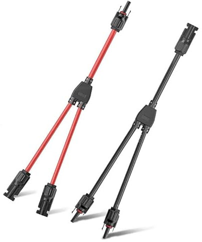Cable solar Y distribuidor, cable de panel solar Male hembra Y adaptador paralelo, distribuidor de derivación fotovoltaica, conector conector conector MMF+FFM para conexión fotovoltaica paralela,1 par