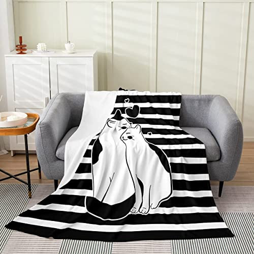 Kuscheldecke 80x150 Süße Katze, Flanell Fleecedecke 3D Streifen Weiche und Warme Decke, als Sofadecke Wohndecke Tagesdecke Wolldecken, für Kinder Erwachsene