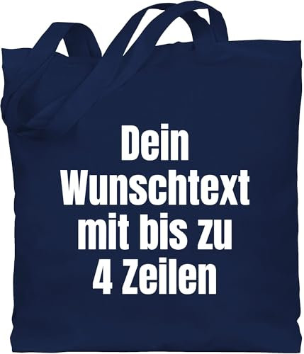 Baumwolltasche - Aufdruck selbst gestalten - Wunschtext I Eigener Text I Custom Text - Unisize - Navy Blau - jutebeutel name stoffbeutel kindergarten personalisierte datum beutel stofftasche teacher