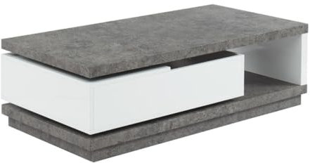 Vente-unique-Couchtisch - MDF - Weiß & Beton-Optik - Flavian