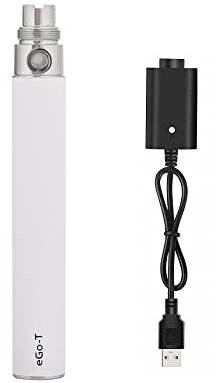 5GVAPE EGO T Electronic Cigarette Battery,eGo-T Rechargeable Long Lasting 1100mAh,eGo 510 Thread E-Shisha Hookah Vape Battery for CE4 Tank Atomizer,No Nicotine No E Liquid (White), 1.0 gram