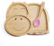 Moon and Moo Hippo Ensemble assiette à ventouse et cuillère en bambou pour enfants, tout-petits et bébés – Non toxique – Sans plastique – Reste en place – Assiette à ventouse pour bébé – Ensemble de