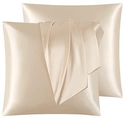 2 Stück Satin Kissenbezug 40x40, ähnlich wie Seide, Kopfkissenbezug Satin Pillowcase Kissen Bezug Kissenhülle für Haar und Haut, Geige