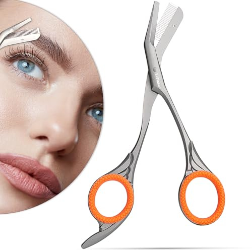 LePinko Tijeras de recorte de cejas con peines, regalos para hombres y mujeres, pequeños regalos, color gris