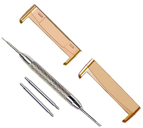 Miimall [2 Stück Kompatibel mit Fitbit Versa 4 Armband Anschluss, Edelstahl Metall Connectoren Fitbit Sense 2 Armband Adapter Verschleißfest Uhren Adapter für Fitbit Versa 3/Versa 2/Sense 1-Roségold