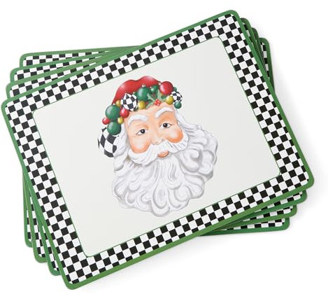 Pimpernel Weihnachtliche Tischsets (4er-Set) – Unterseite aus Kork, hitzebeständige Tischsets für den Esstisch (39,9 x 29,7 cm) – langlebige harte Tischsets mit festlichen Schneemann- und
