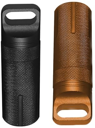 Alephnull Military Level Lot de 2 capsules de survie étanches et hermétiques pour l'extérieur (noir + orange)
