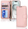 TECHGEAR iPhone 15 Leather Wallet Case, Flip Protective Case Cover with Wallet Card Holder, Stand and Wrist Strap - Pink PU Leather with Magnetic Closure for iPhone 15 6.1