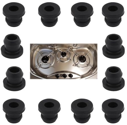 Camping Car Pieds en Caoutchouc Antirouille 12 Pièces Capuchon de Protection en Caoutchouc, Caoutchoucs de Grille de Cuisine Compatibles avec Les tiges Dometic, Smev, Thetford et 5 mm