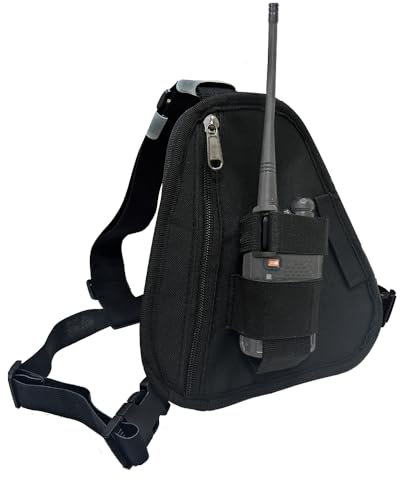 JoyRole Universal Radio Chest Harness Radio Holster Shoulder Strap Walkie Talkie chest rig Pack Pouch Holster for Baofeng Motorola EP450 Quansheng Black