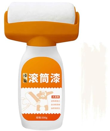 Small Roller Paint Brush - Touch Up Paint Roller, Wall Repair Paint Roller | 2 in 1 Roller Brush and Paint, Portable Household Paint Brush Repair Paste for Kitchen Dining Room Toilet, 21x10.5 Cm