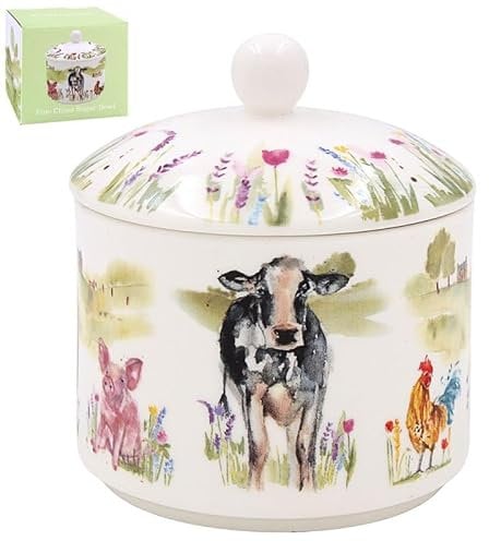 The Leonardo Collection Farmyard Sugar Bowl with Lid | Sugar Pot for All Homes & Offices | Designed by Macneil Studios | Ceramic Bowl with Lid for Sugar, Sweetener or Other Snacks