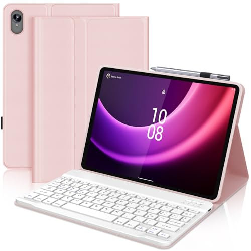 SENGBIRCH Funda con Teclado para Lenovo Tab P11 (2nd Gen) 11.5, Español Ñ Teclado Bluetooth Inalámbrico Extraíble para Tablet Lenovo P11 2nd Gen 11,5 Pulgadas (TB350FU/TB350XU), Rosa Claro