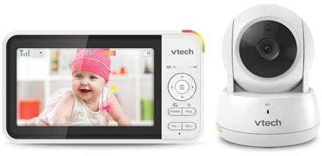 Vtech VM924 Babyphone mit Kamera 5 Zoll Video Baby Monitor, 31 Stunden Akkulaufzeit Babyfon mit Kamera 300m Reichweite HD Nachtsicht 2-Way Talk Temperatursensor