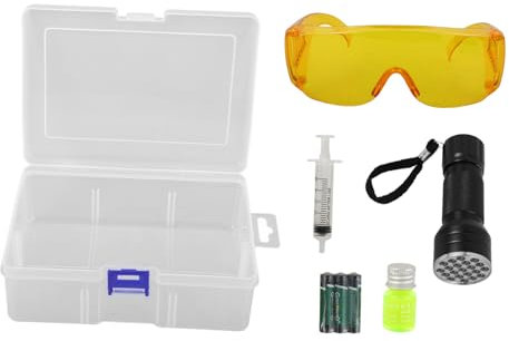 BELLIFFY 1satz Auto Klimaanlage Lecktestset Mit Taschenlampe Und Schutzbrille Zuverlässiges Lecksuchwerkzeug Für Präzise Reparaturen Und Wartung Von Fahrzeugklimaanlagen Für Profis Und