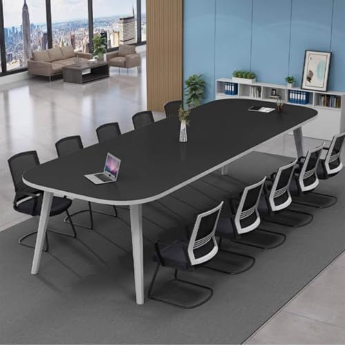 Großer Business Konferenztisch Meetingtisch, Bürotisch Besprechungstisch, PC Tisch Arbeitstisch für Den Heimbüro Schulungsrau Modern Rollend Semin Sitzungssaal-Schreibtisch(Black)