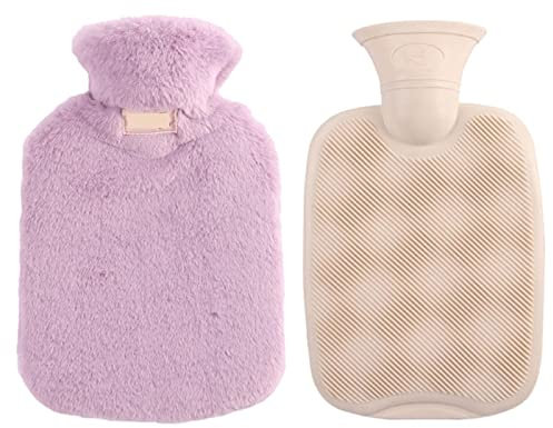 VDLLQYN, Borsa dell'Acqua Calda, Borsa dell'Acqua Calda con Copertura Morbida Borsa dell'Acqua Calda Classica for Mantenere Caldo l'inverno/Rosa,Borsa dell'Acqua Calda(Purple)