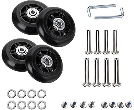 4 Stk 68mm x 24mm Kofferrollen Ersatzrollen für Koffer Luggage Suitcase Wheels Replacement Ersatz Gepäck Koffer Ersatzräder GummiRollen Räder Ersatz Wheels Rad für Trolleys Koffer Ersatzteile