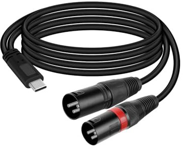 GELRHONR Cable de audio USB C a doble XLR macho de 3,3 ft/tipo C a 2 XLR estéreo para amplificador de potencia, altavoces, mezclador de audio
