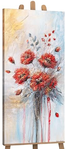YS-Art Bunte Gemalte Blumen acrylbilder Bunte handgemalt echte Kunst
