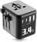 Alyvisun Adaptador Enchufe Universal, con 2 Puertos USB-C y 2 USB-A, 5V 3,4A/17W Adaptador de Viaje Todo en uno con Doble Fusible de 10A, Accesorios Viaje la UE, EE.UU., Reino Unido, Australia, etc