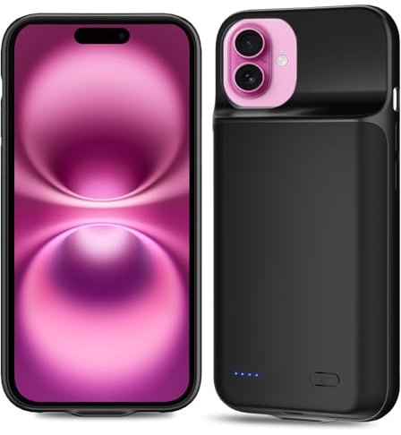 LCLEBM Battery Case for iPhone 16 Plus, 7000 mAh Upgrade with High Capacity, Rechargeable Extended Battery Pack, Protective Portable Intelligent Backup Charging Cover for iPhone 16 Plus (1 Pack)