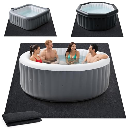 BREENHILL Tappetino gonfiabile extra large per vasca idromassaggio, 205 x 205 cm, con retro impermeabile e antiscivolo, protezione assorbente per pavimenti della piscina per uso esterno/interno