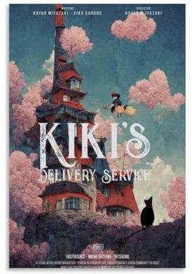 KNKncnv Kiki's Delivery Service Anime Poster Dekorative Malerei Leinwand Wandkunst Wohnzimmer Poster Schlafzimmer Malerei,Wandkunst Bilddruck Moderne Familienzimmer Dekor 08x12inch(20x30cm)