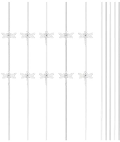 Artibetter Transparente Pflanzenstützen Kunststoff 40cm mit Clips 10 Stück Pflanzenstützstäbe Garten Rankhilfe Kletterpflanzen Stangen