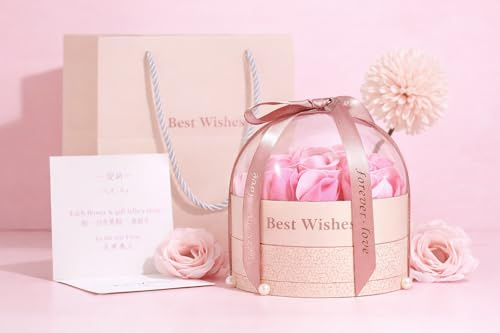StyleC Luxury Rose Bath Soap Flower Gift Box – 9 Soap Rose Petals, Decorative Jewelry Box for Valentine’s Day, Birthday, Anniversary