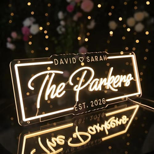 Individuelles LED-Neonlichtschild mit Namen für Hochzeiten, Geburtstage, Verlobungen, Junggesellinnenabschiede, Schlafzimmer, Büro – Wanddeko, Licht für Heiratsanträge, Geschenke für Verliebte